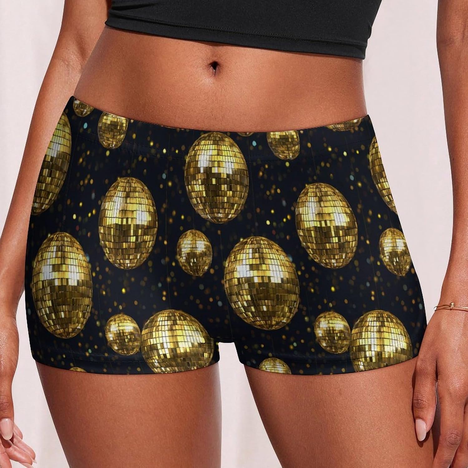 Gold Disco Ball Fashion Women's Boxer Briefs Breathable Underpants Trunks Stretch Underwear