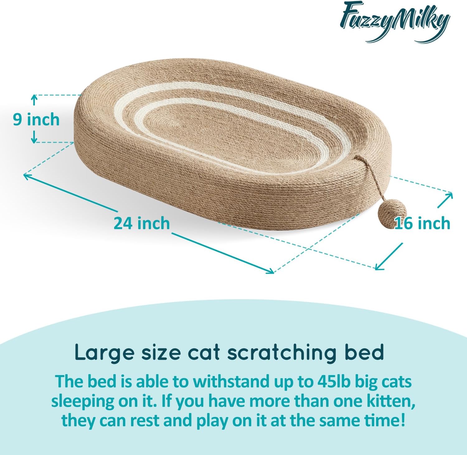 review Cat Bed Cat Scratcher for Indoor Cats Sisal Cat Scratcher Bed, Cat Scratching Board with Cat Ball Toy (Brown)
