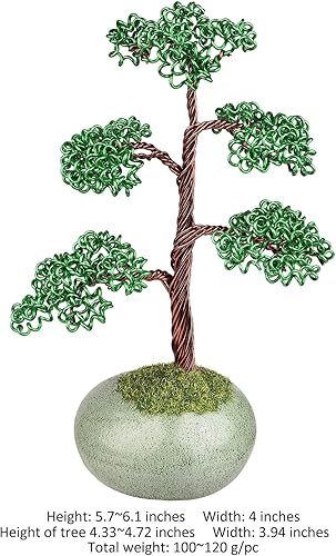 Miniatura 8 de rockcloud Handcraft - Árbol de bonsái de alambre de aluminio con base de cerámica, árbol de dinero artificial para decoración del hogar de la