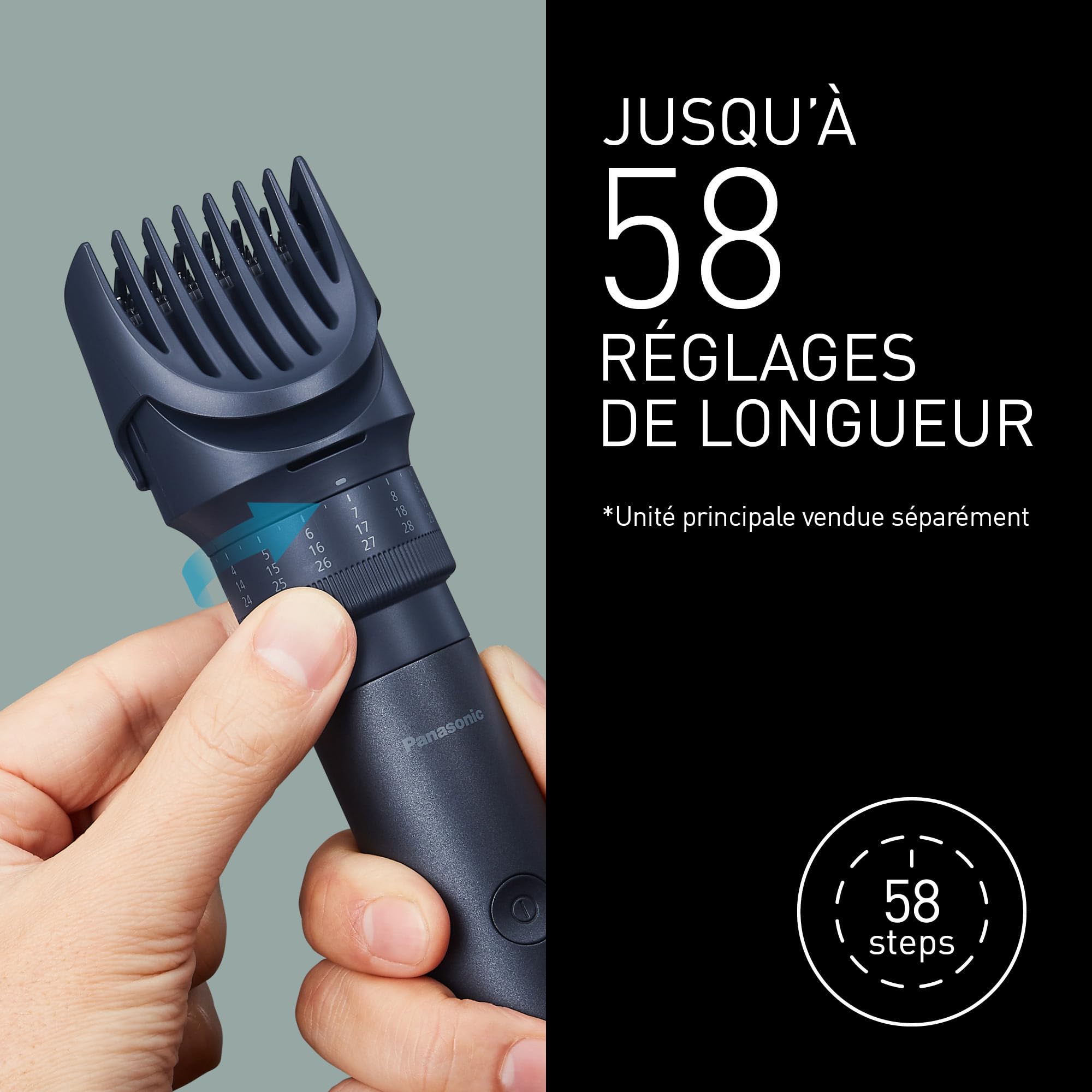 Panasonic MULTISHAPE – système modulaire de soins corps, cheveux et visage - ER-CTW1 : Tête tondeuse pour barbe, cheveux et corps, Noir