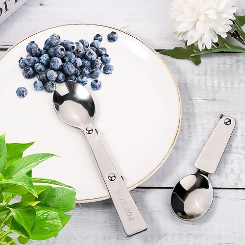 Miniatura 4 de 2 cucharas plegables para THERMOS FUNTAINER - Tarro de comida de 16 onzas, cuchara de repuesto de acero inoxidable Staninless plegable de metal