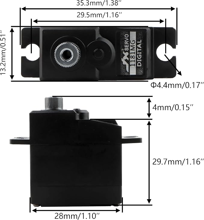 Servo metálico 46T 3.5KG para autos RC 1:14 miniatura 2