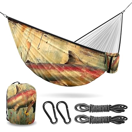 Vigetue Camping Hammock Double & Single Portable Hammocks with 2 Tree Straps, Great for Hiking,Backpacking,Hunting,Outdoor,Beach,Camping, Shark (43)