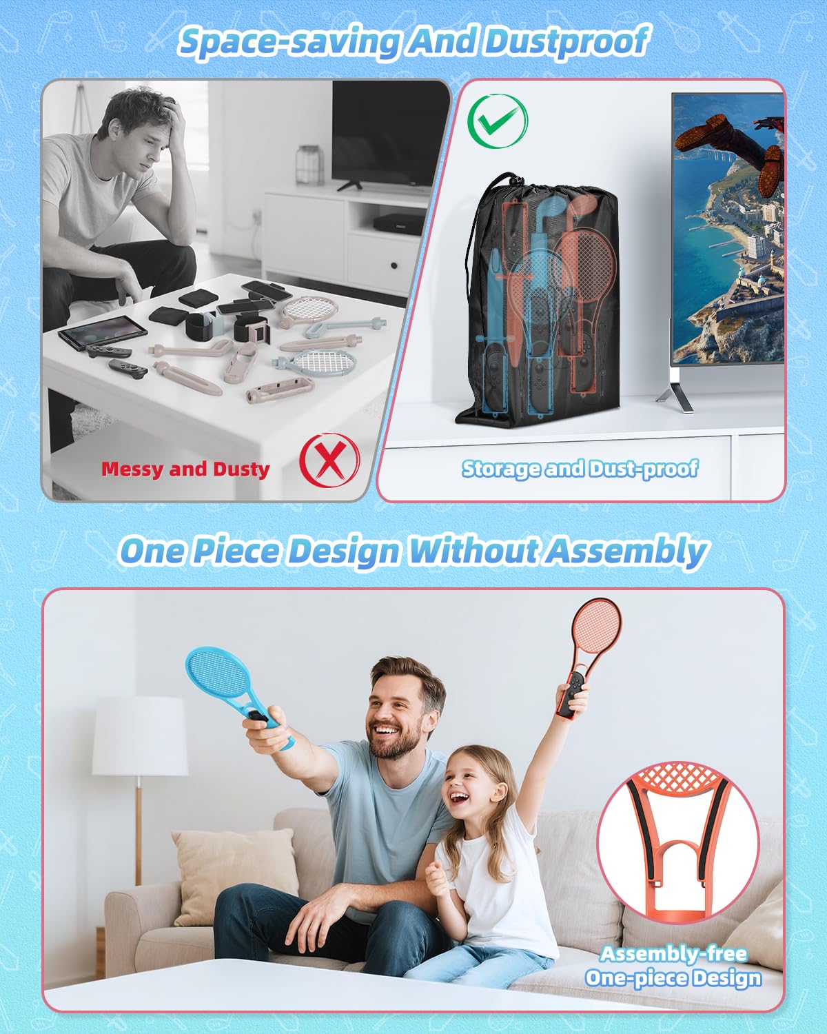 [13 in 1 - for Switch2/1] - Switch Sports Zubehör-Set für Nintendo Switch2/1/ OLED, Familien-Party Sportspiele Kit mit Tragetasche - Kompatibel mit Joy-con 2 & allen Switch Sports-Spielen