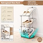 2 Pack Sloping Narrow Shoe Rack 5 Tiers - Free Standing Vertical Shoes Racks for Small Spaces and Corner, Shoe Storage Organizer for Entryway, Tall Slim Shoe Shelf Cabinet for Shoes and Boots