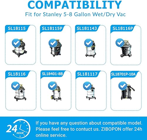 Miniatura 2 de Paquete de 8 bolsas de filtro desechables 19-3100 compatibles con Stanley 5-8 galones húmedoseco Vac SL18115, SL18115P, SL18116, SL18116P, SL18117,