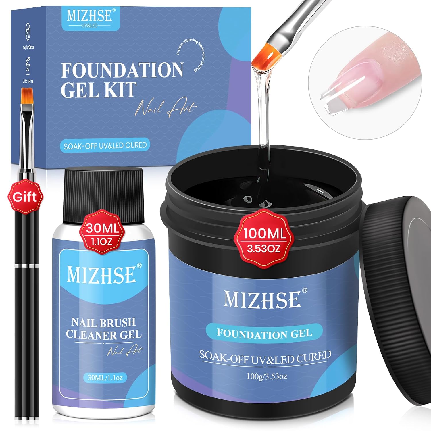 MIZHSE Base Coat Gel for Nail Polish - Clear Foundation