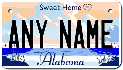 TEAMLOGO Placa de matrícula personalizada de Alabama, tamaños para bicicletas infantiles, automóviles, camiones, carritos, llaveros versión 2 (placa