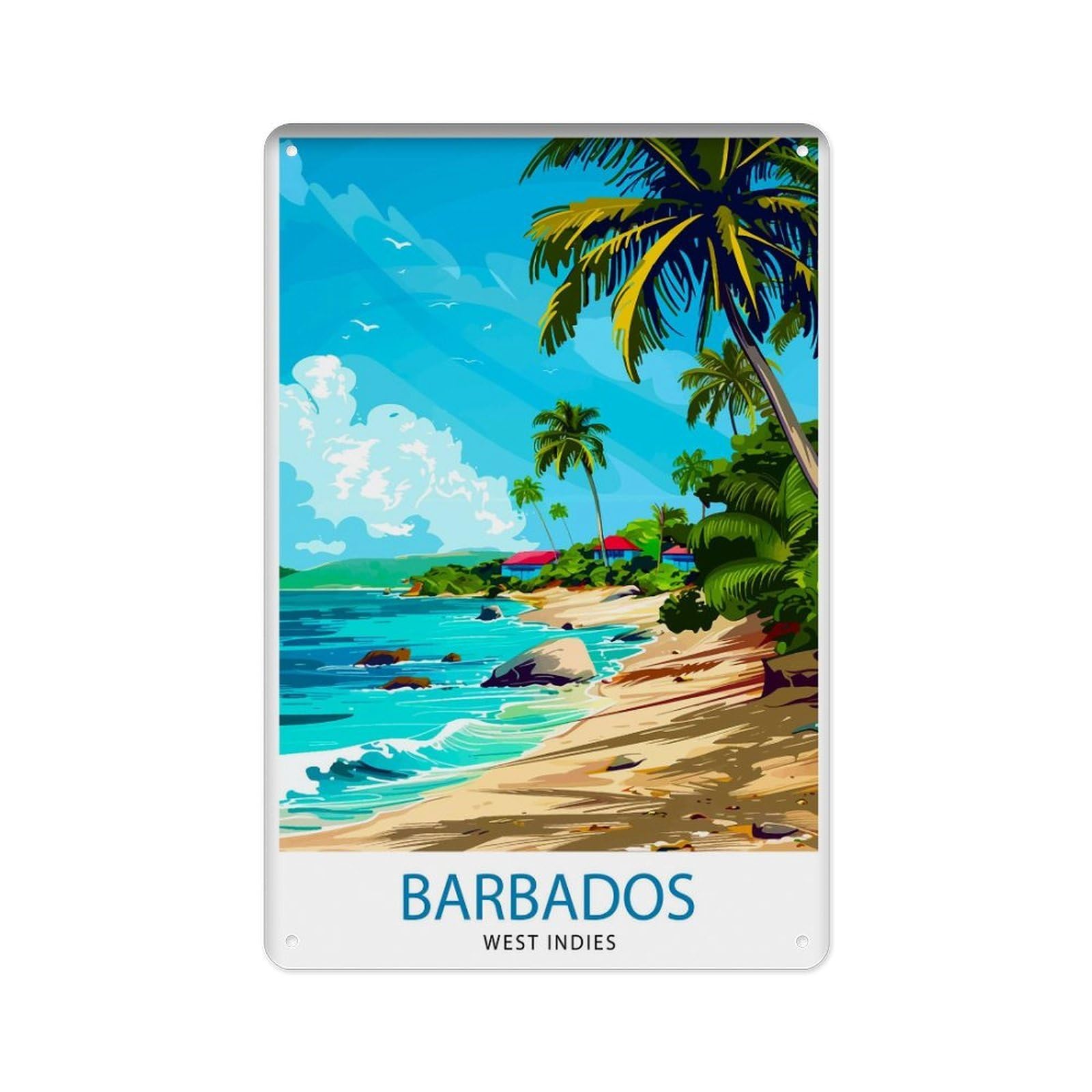 peiyeety Metal Tin Sign Barbados Travel Wall Decor, Barbados Wall Sticker, Home Decor, Barbados Gift, Art Lover's Favorite, Gift for Caribbean Enthusiasts, Art 8 X 12 Inch