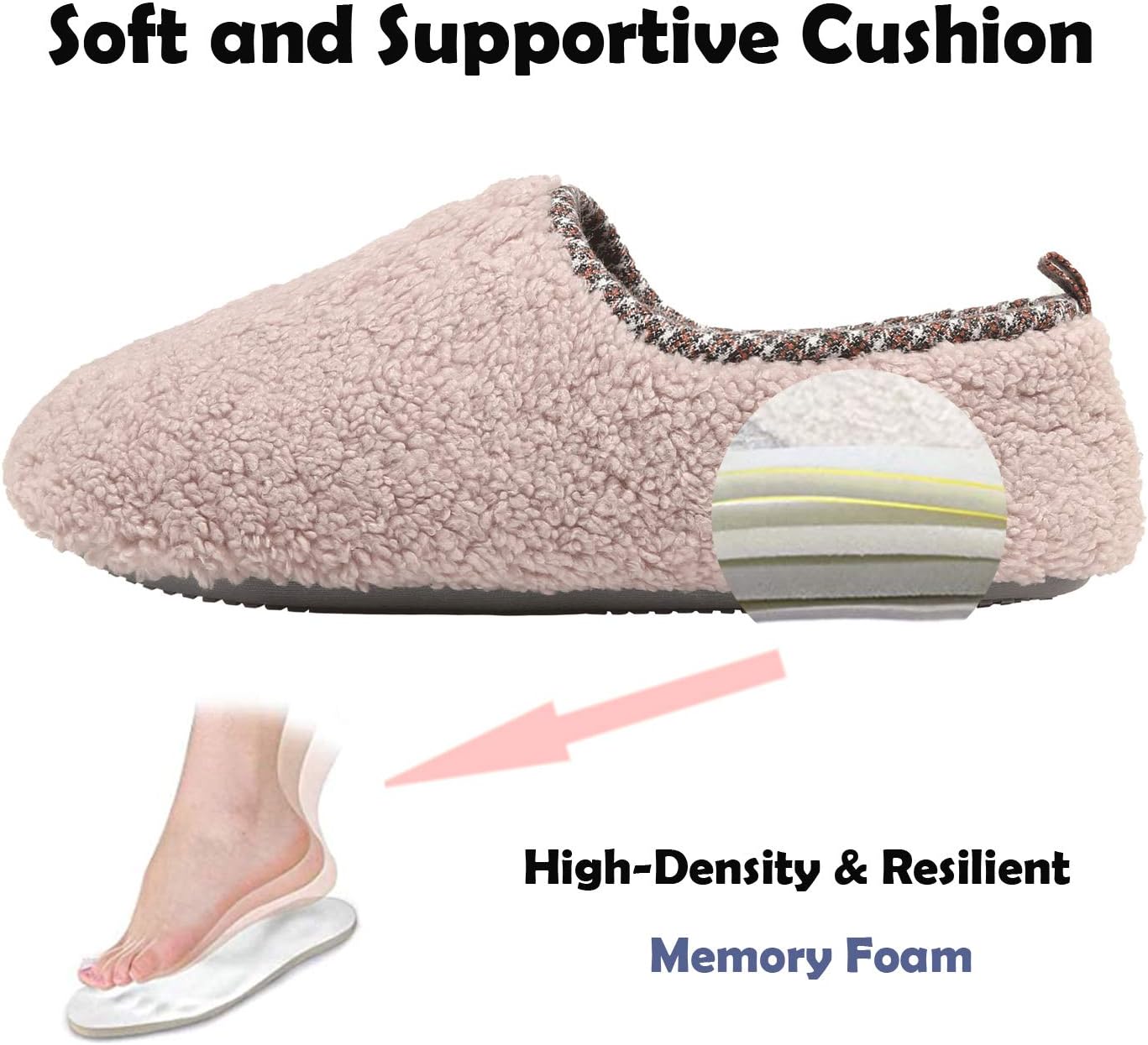 ChayChax Womens Closed Back Slippers Plush Fleece Lined House Shoes Winter Memory Foam Loafer image 4