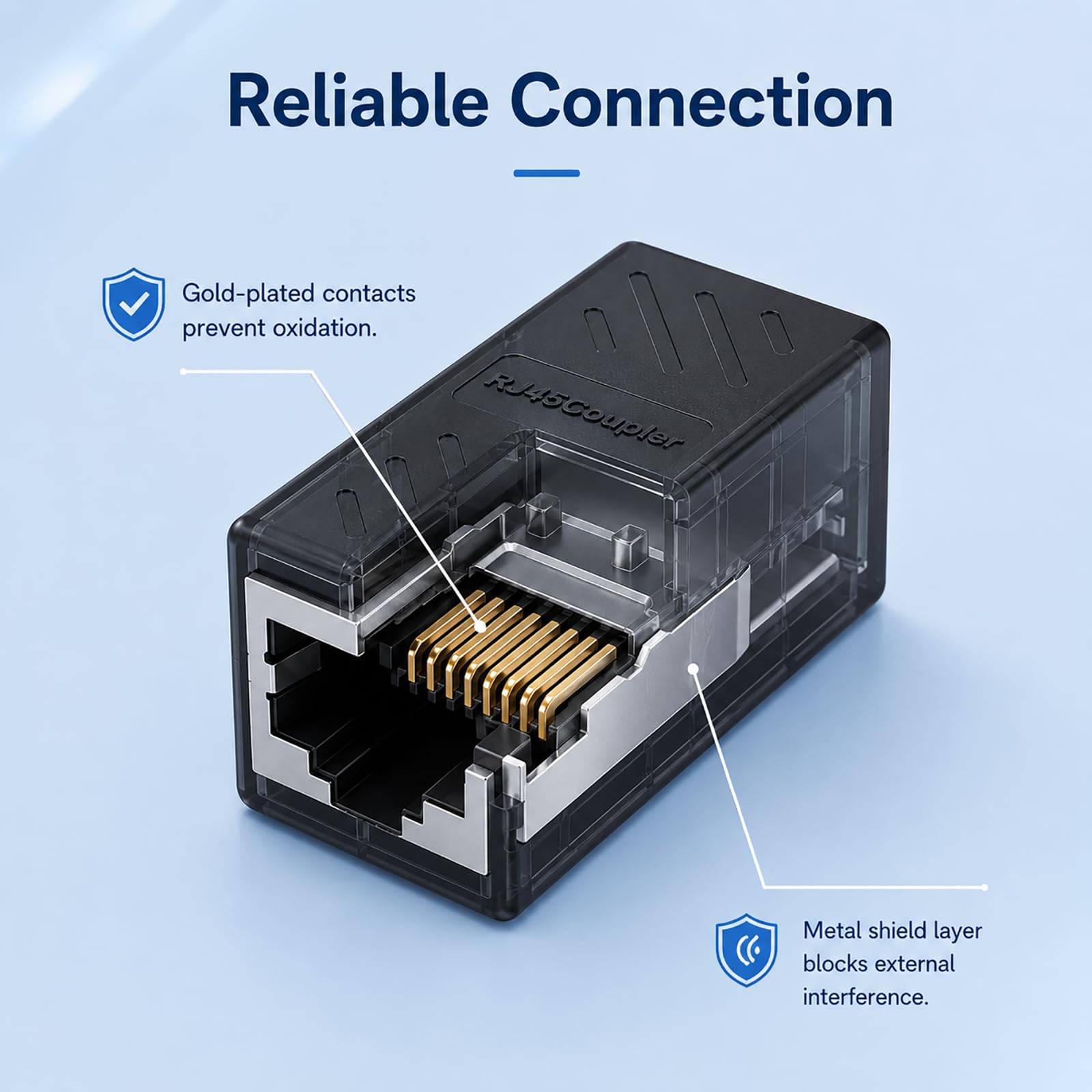 5 Stück RJ45 Kupplung kompatibel Cat8 Cat7 Cat6 Cat5e Cat5 Patchkabel DSL POE Router, Lan Kabel Verlängerung Cat6 Gigabit LAN Kabel Verbinder Ethernet Adapter Netzwerk Verlängerung 1000Mbit geschirmt