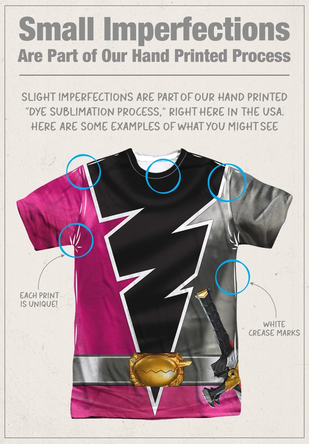 Popfunk Classic Power Rangers Unisex Adult Halloween Costume T Shirt (Front/Back)