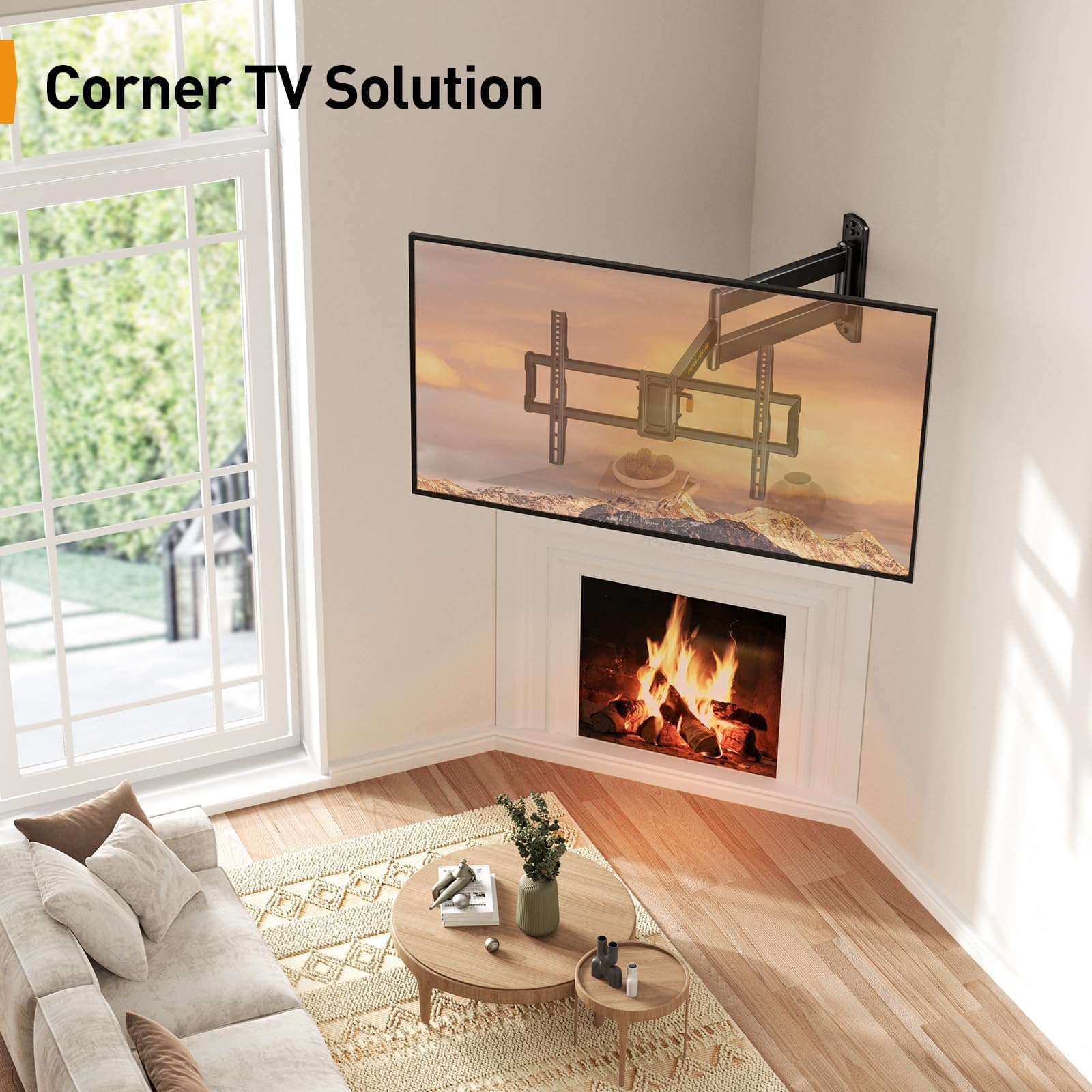 Perlegear Staffa di montaggio a parete angolare per TV a braccio lungo, per TV da 32"-75", VESA max 600 x 400 mm, supporta 45,4 kg