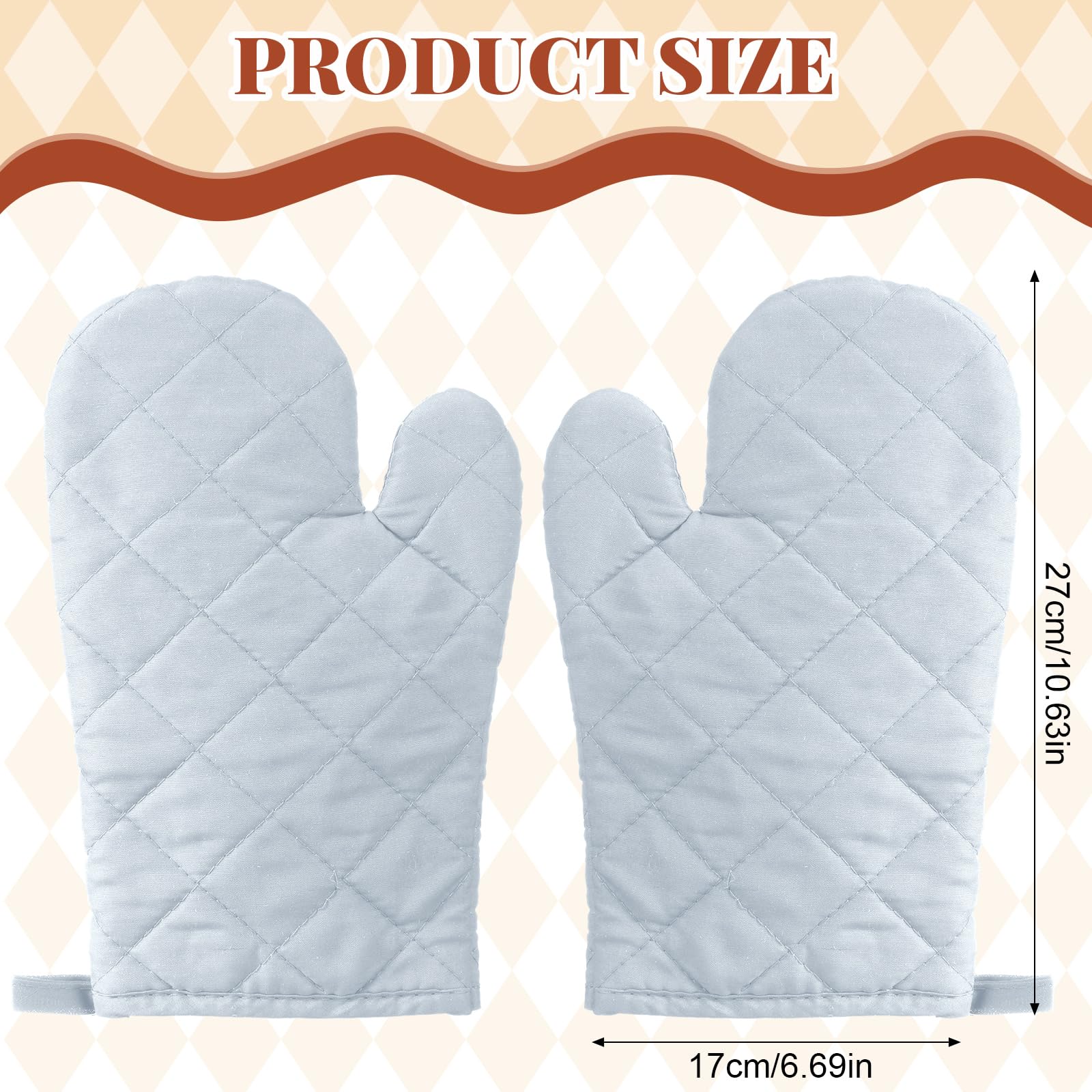 Geyoga 12 pares de guantes de horno resistentes al calor, guantes de cocina acolchados de algodón grueso, guantes flexibles para cocinar, cocina, parrilla, horno, 10.6 pulgadas (gris)