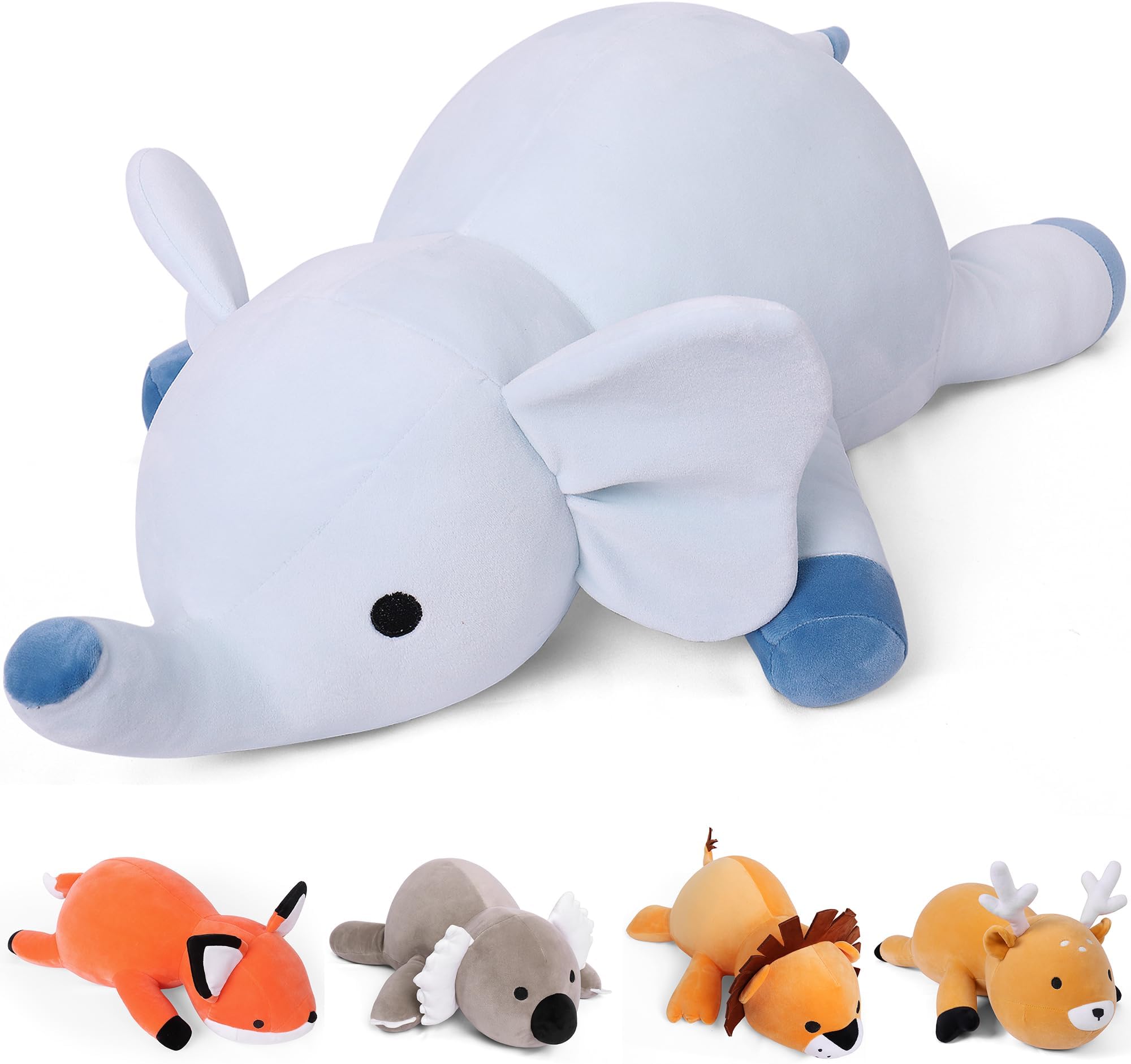 OurHonor Weighted Stuffed Animals, 4.2lbs Weighted Stuffed Animal Elephant Plush 24in, Cuddle Elephant Soft Plushie Pillows Gifts for Kids and Adults