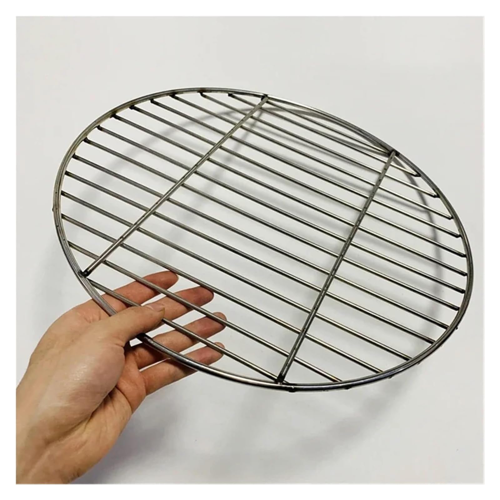Zapasowy ruszt do grillowania, Okrągła siatka na grilla ze stali nierdzewnej Srebrna 28-50 cm Camping Piesze wycieczki Pieczenie świeżym powietrzu Palenie(40cm Have ears)