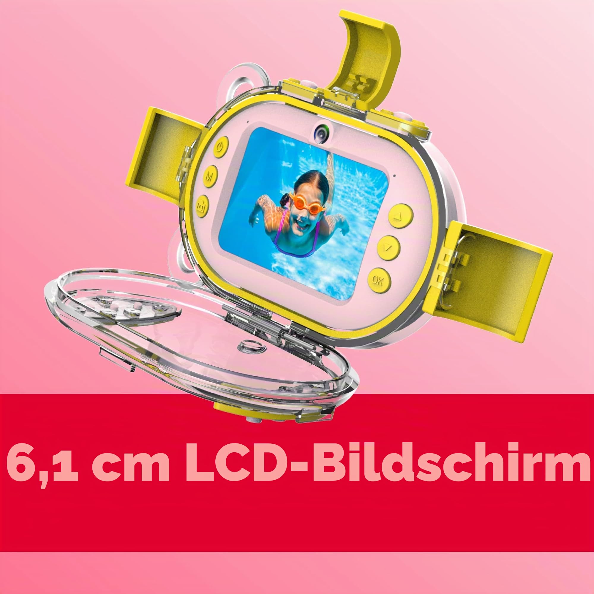 AgfaPhoto Fotokamera, wasserdicht, für Kinder, inkl. MSD8GB Rosa