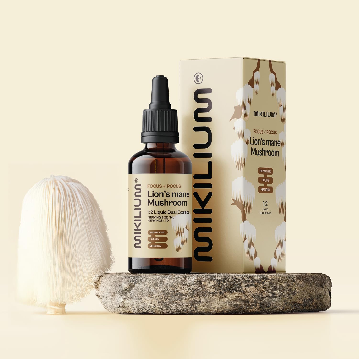 Focus-Pocus | Lion's mane Mushroom 1:2 Liquid Dual Extract | 30ml, 30 servings | Fruiting Body | Reimagine, Focus, Memory