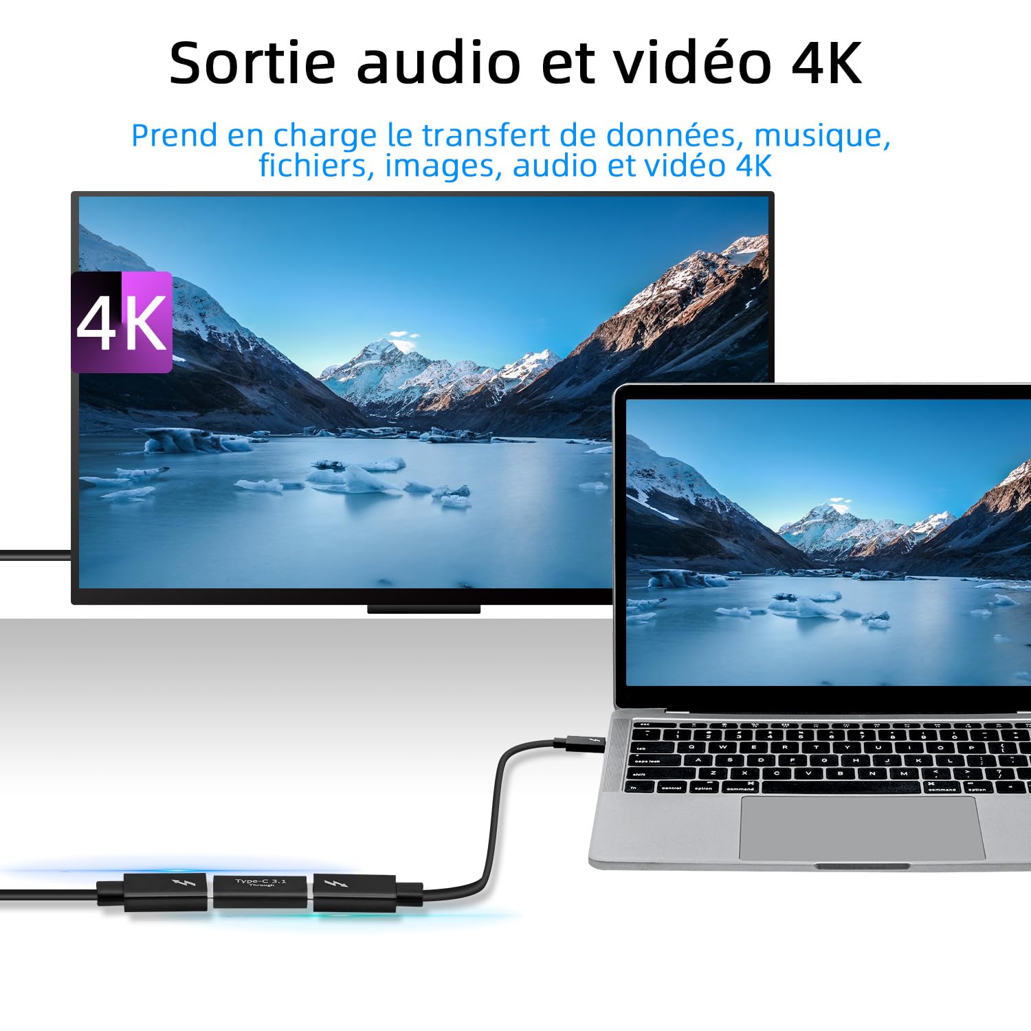 Adaptateur USB C femelle vers femelle 2Pcs USB 3.1 10Gbps 4K Charge Rapide Transfert Données