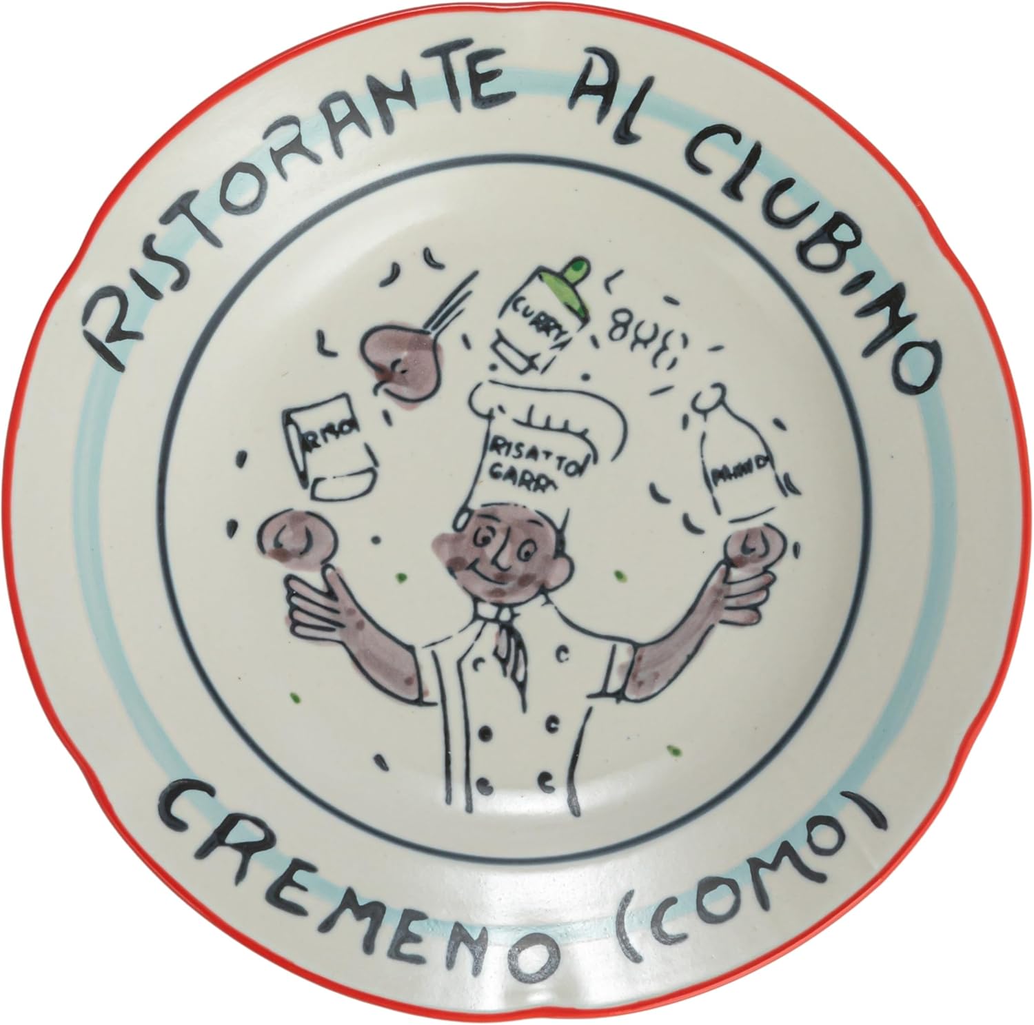 Creative Co-Op Stoneware Plate Set with Hotel Restaurant Image Styles, Multicolor, Set of 12