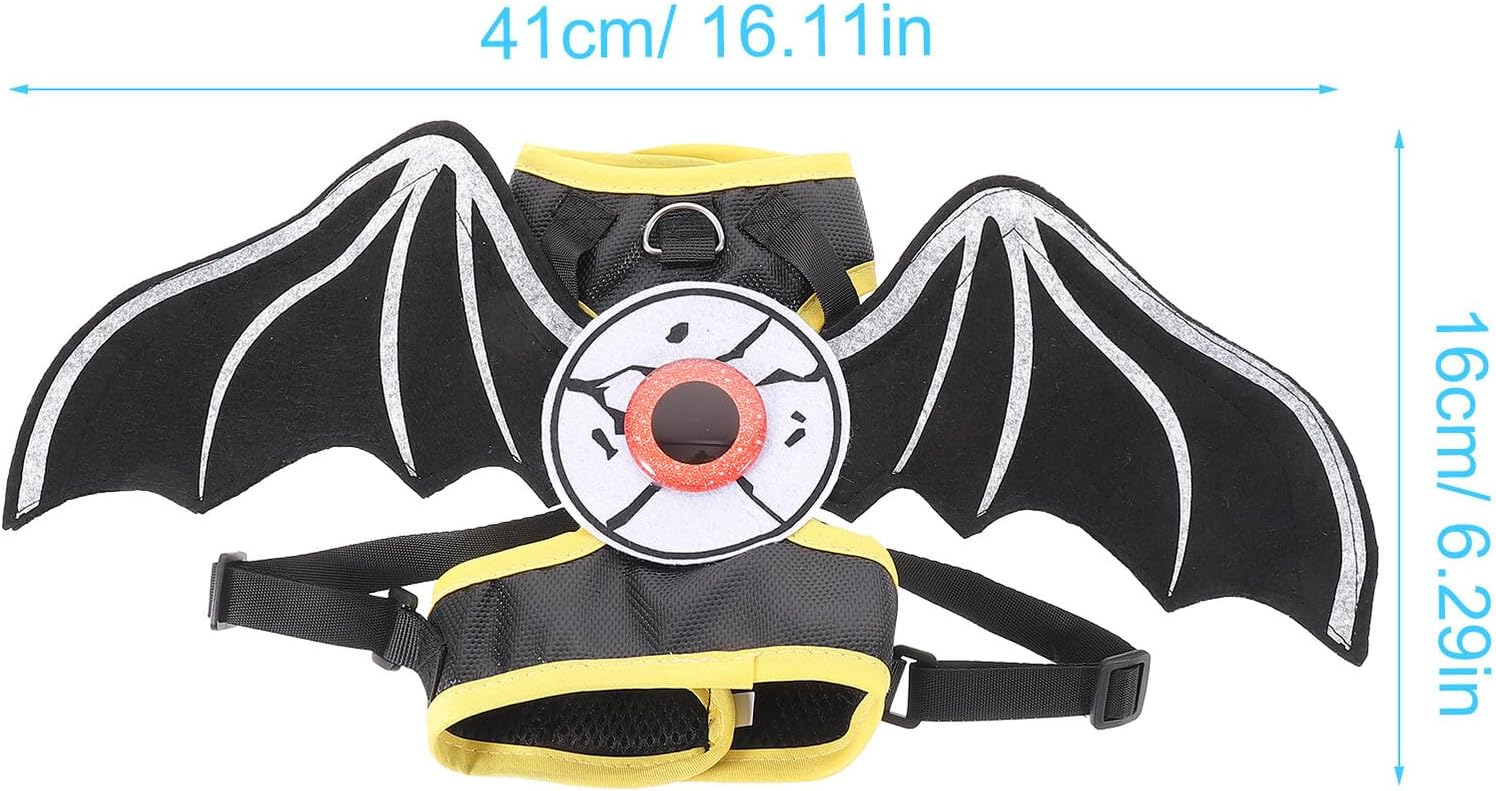 Beavorty Cat Halloween Eyes Harness and Leash Set Small Size Pet Walking Vest Kit Decorative Cat Harness Rope for Outdoor Use