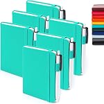 feela Pocket Mini Notebooks Bulk, Small Cute Memo Notepads Hardcover College Ruled Lined Journals with Pen Holder for School Business Work, with 6 Black Pens, 3.5”x 5.5”, 6 Pack, A6, Mild Colors