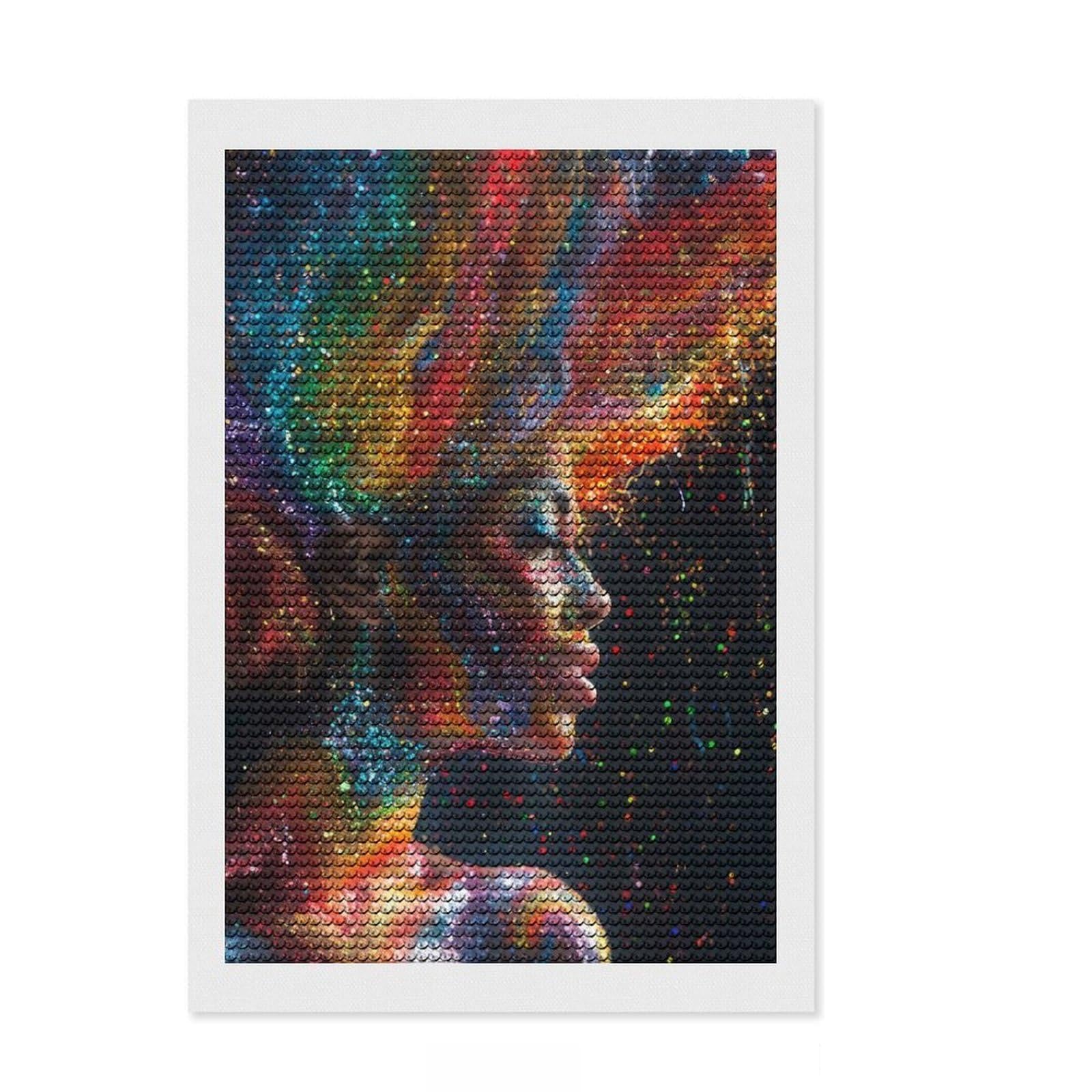 Junmoney Glitter Diva Diamond Painting Canvas Set 8"x12", Nice Detail and Sparkle, Mindful Craft Activity, Boho Decor, Christmas Gift