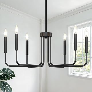 Phaosio 6-Light Black Chandelier,Farmhouse Chandelier, Pre-Assembled, E12