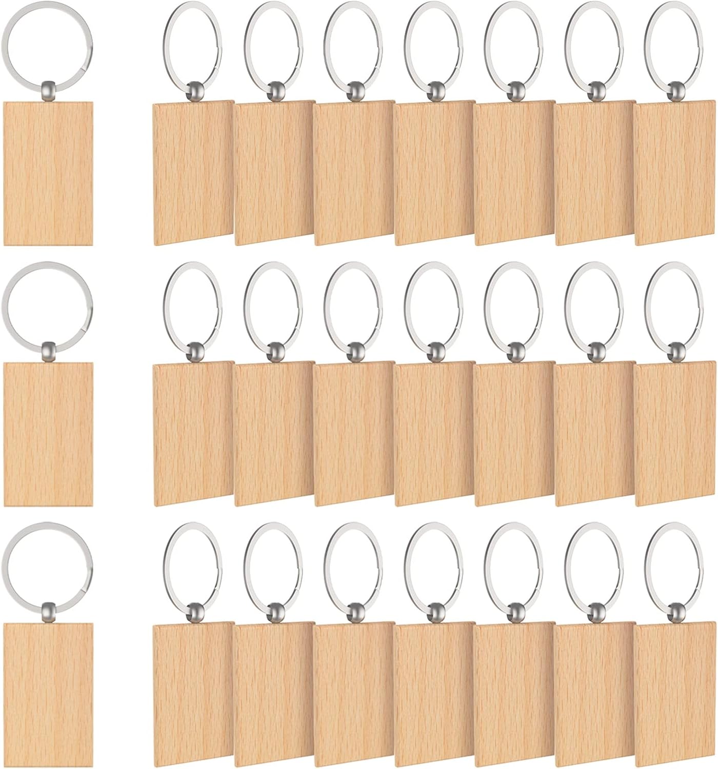 efuturetime 24pcs Llavero de Madera Personalizada, Etiquetas en Blanco para Grabar para Bricolaje, Dibujo, Decoración, Disegno