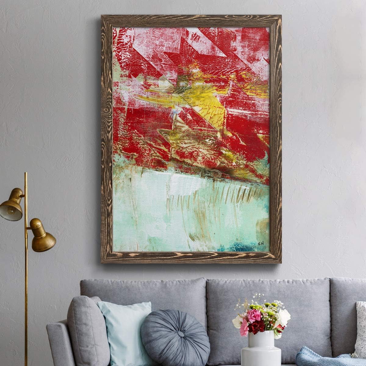 Wall Décor, Bathroom Wall Art, Lifestyle, Travel, Modern, Traditional, Mini Pattern Sketch I- Walnut Framed Canvas - 31X44