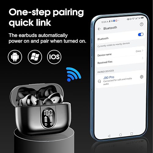 Miniatura 6 de Csasan Auriculares inalámbricos Bluetooth 5.3, auriculares intraurales de reproducción de 40 horas, mini auriculares Bluetooth con micrófono ENC con