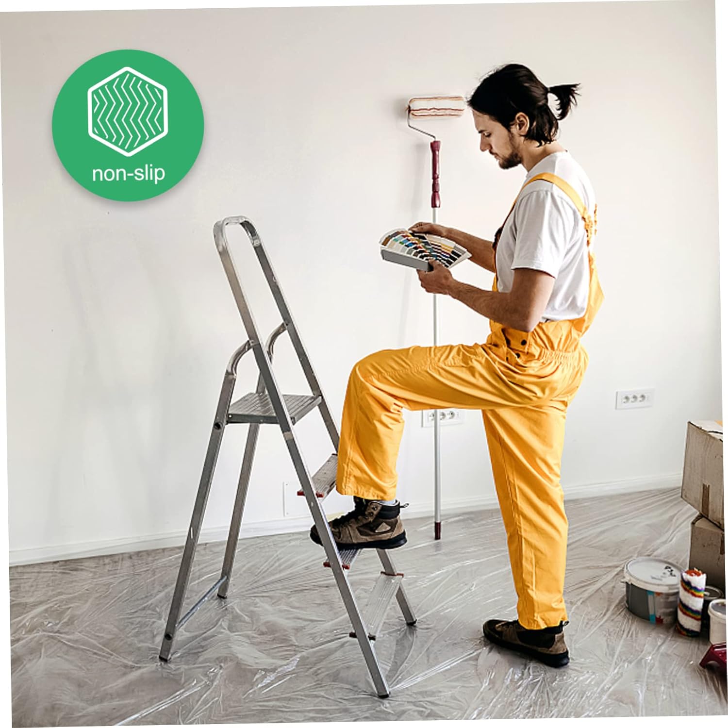 ARTIBETTER 12pcs Non-Skid Ladder Feet Covers Support Pads for Folding Ladders Floor Protectors for Tile and Carpet