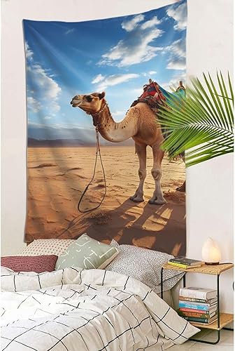 Miniatura 3 de DJUETRUI Camel Blue SkyTapestry Art Wall Hanging Aesthetic Tapestries Backdrop Banner Home Decoration For Bedroom Living Room Dorm 90" x 60"