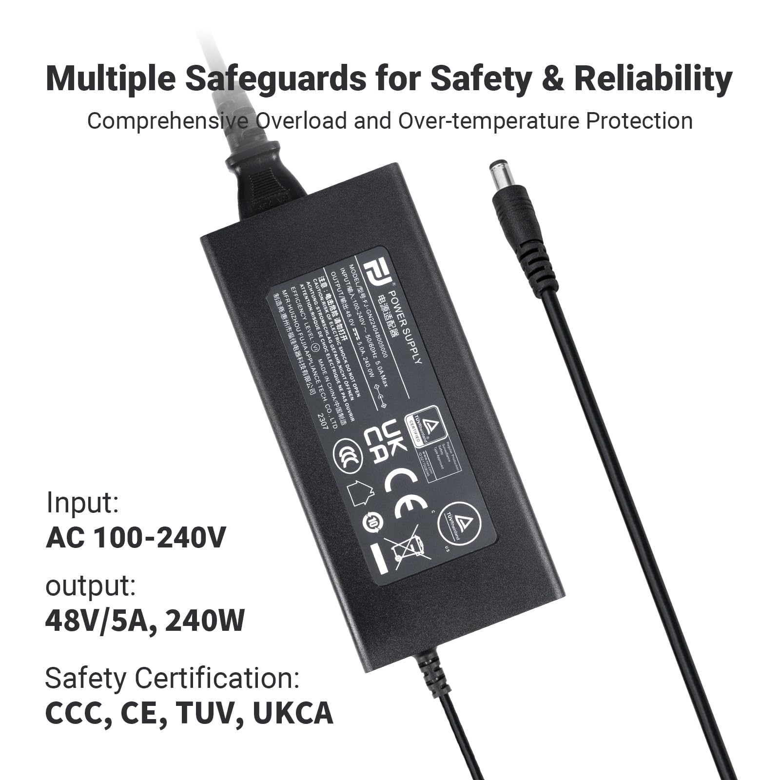 Fosi Audio 48V 5A GaN Power Supply DC Adapter for Home Audio