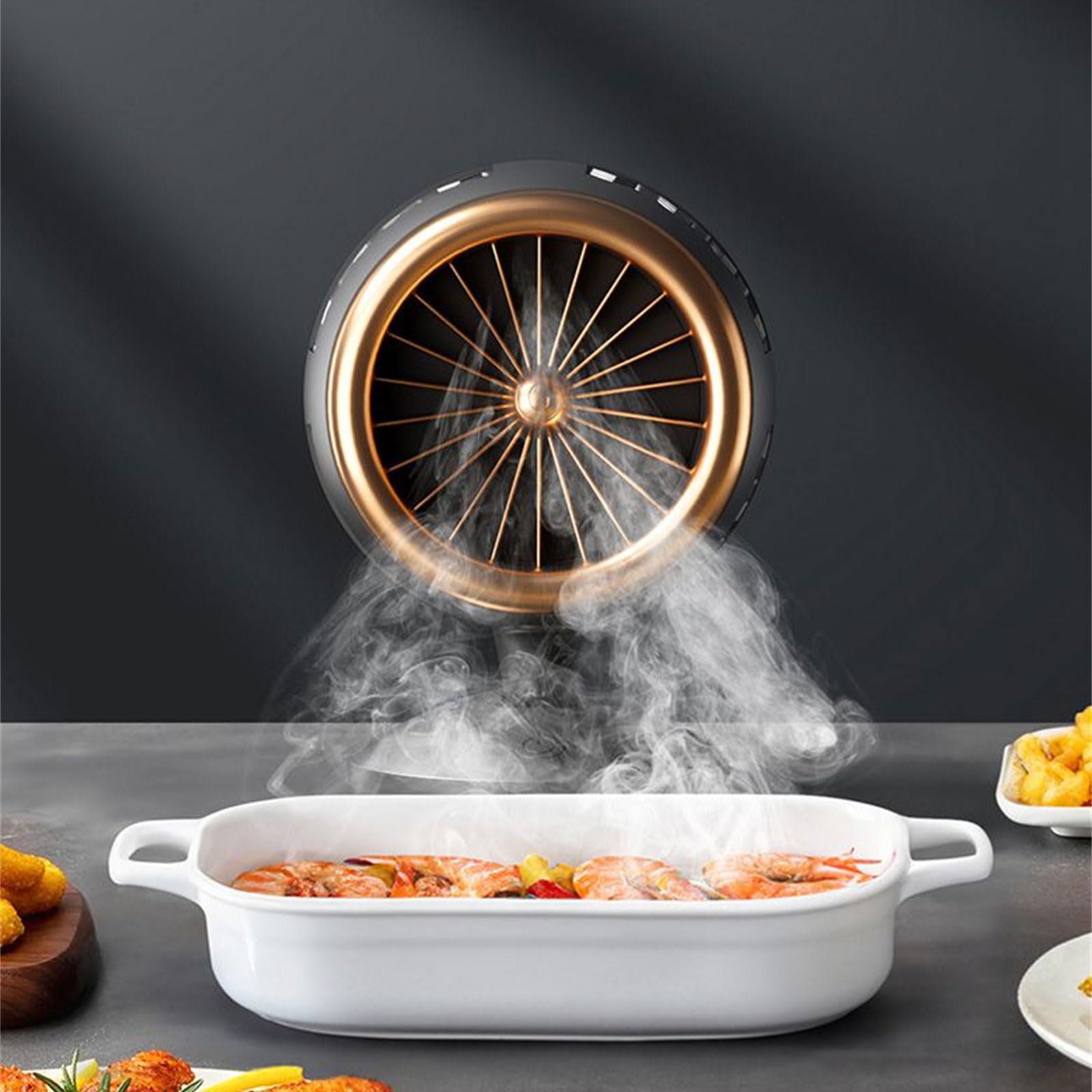 Ventilateur Extracteur Fumée EBVincxmk Rechargeable - 2 Vitesses Filtre Amovible | Cuisine Intérieur/Extérieur