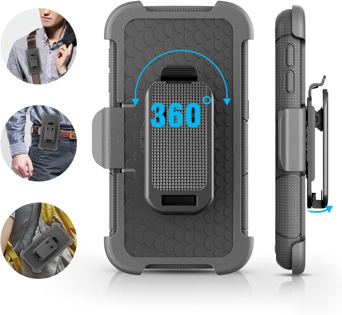 BENTOBEN Compatible with Samsung Galaxy S6 Case, Case for Samsung S6, Heavy Duty Kickstand Swivel Belt Clip Hybrid Shockproof Holster Protective Case for Galaxy S6,Black