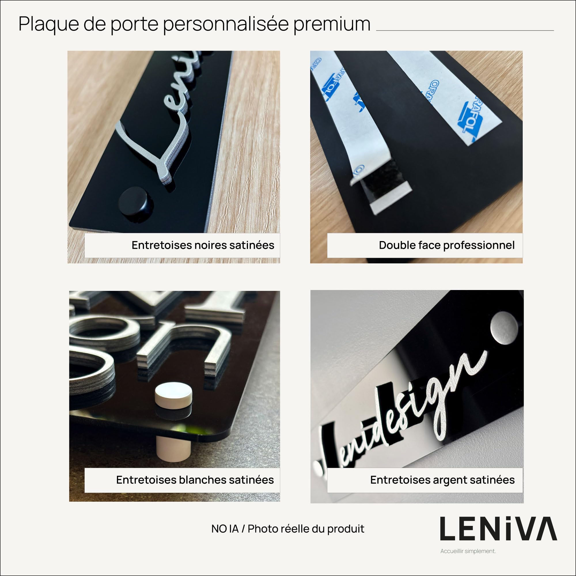 Plaque de porte personnalisée plexiglas – Bureau, Cabinet, Airbnb – Signalétique premium – Fabrication française