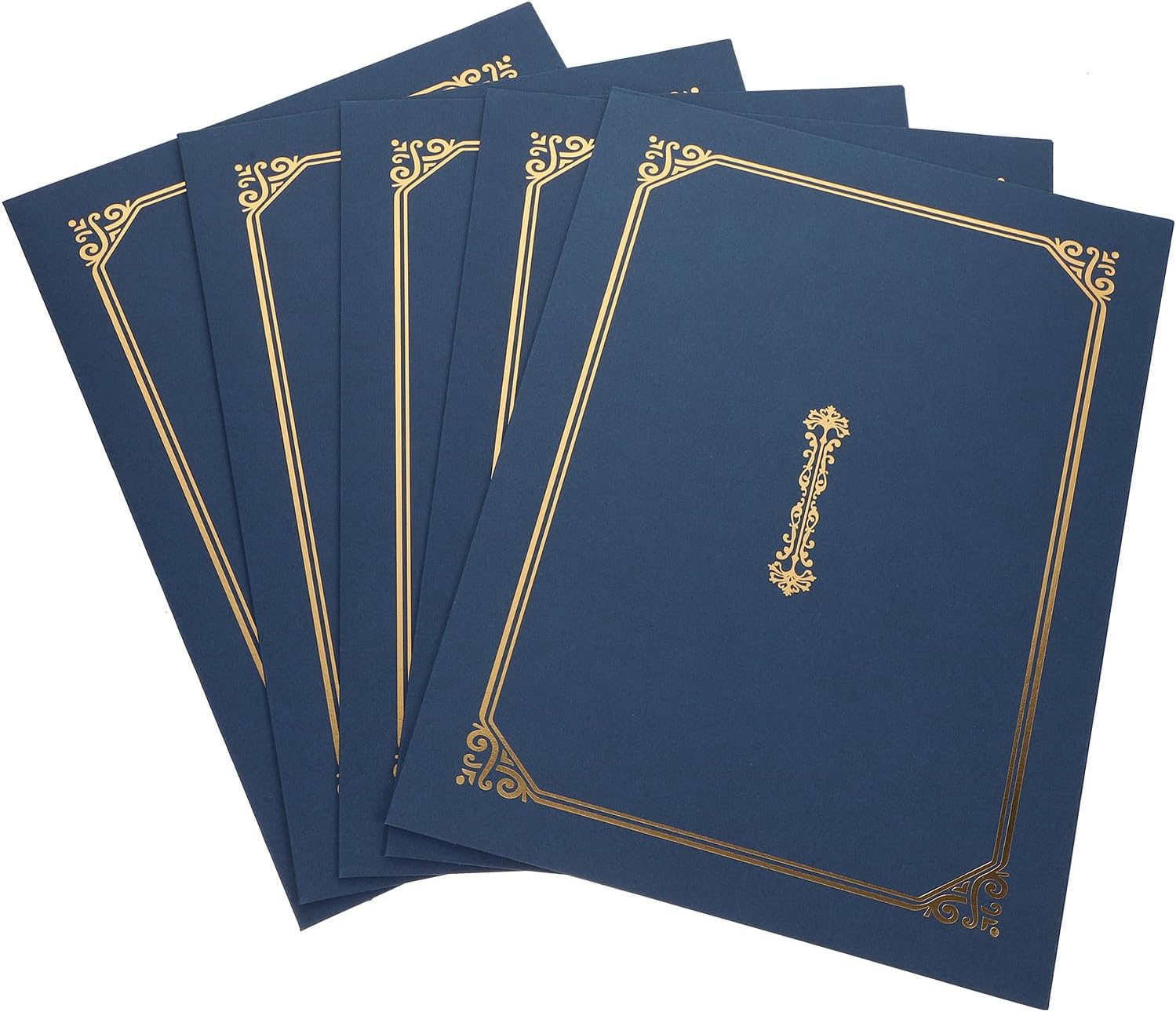 Cabilock 5 Pcs A4 Diploma Cover Certificate Protective Covers with Gold Foil Navy Blue Document Holder for Graduation Awards and Certificate Paper Shells