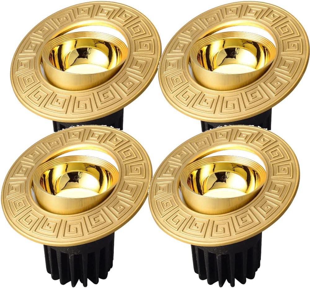 4 Pack LED Recessed Ceiling Light Dimmable Retrofit LED Recessed Lighting Fixture, 5W, 7W, 10W, 12W Retrofit Kit Chinese Brass LED Can Lights Aisle LED Can Lights