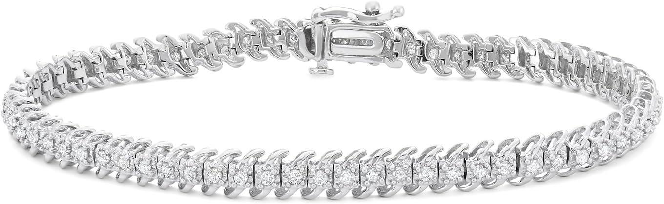 1.00 Carat Total Weight (CTTW) Diamond Tennis Bracelet Available in 10K White & Yellow Gold For Women