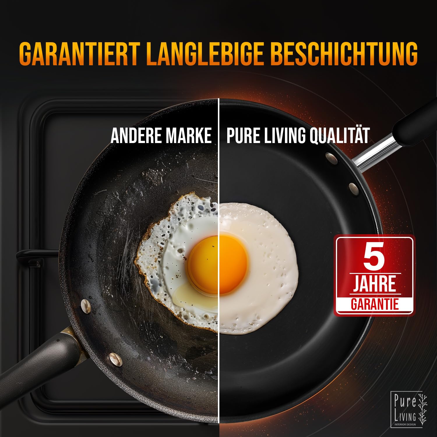Bratpfanne 28 cm Induktion mit TEST SEHR GUT und 5 JAHREN GARANTIE - Antihaft Beschichtete Pfanne 28 cm Induktion Induktionspfanne Spülmaschinen- und Ofenfest Pfanne Induktion 28cm Pfannen