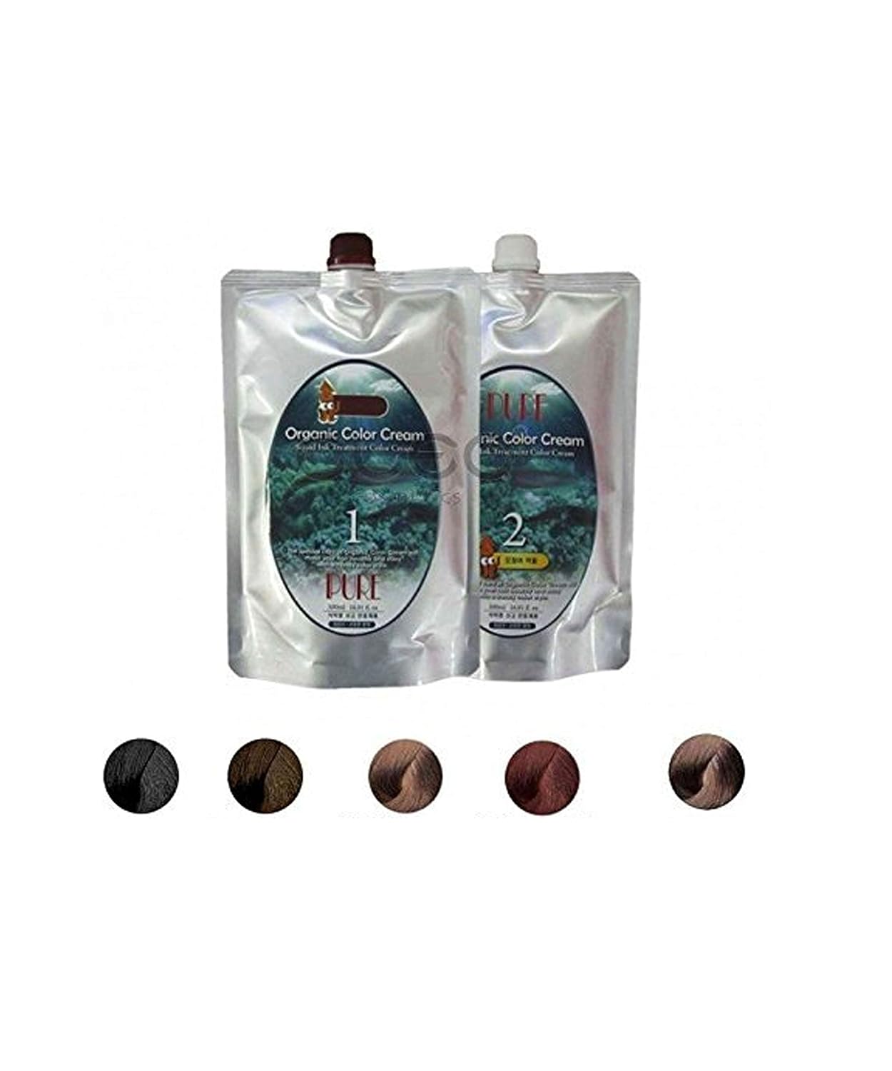 Organic Squid Ink Treatment Color Cream 1st 500ml + 2nd 500ml for Gray Hair Cover, No Scalp Pain with Fast Result (Natural Brown)