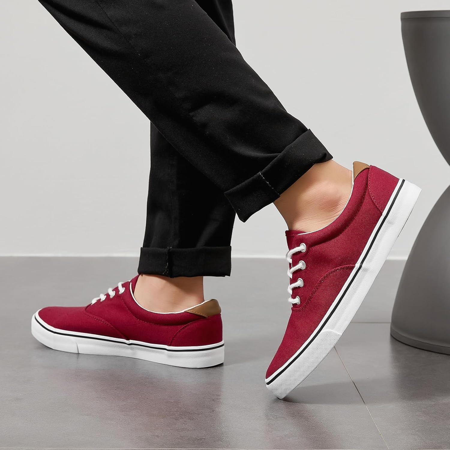 yageyan Men’s Low Top Canvas Walking Shoes Lace-up Fashion Sneakers Casual - Image 4