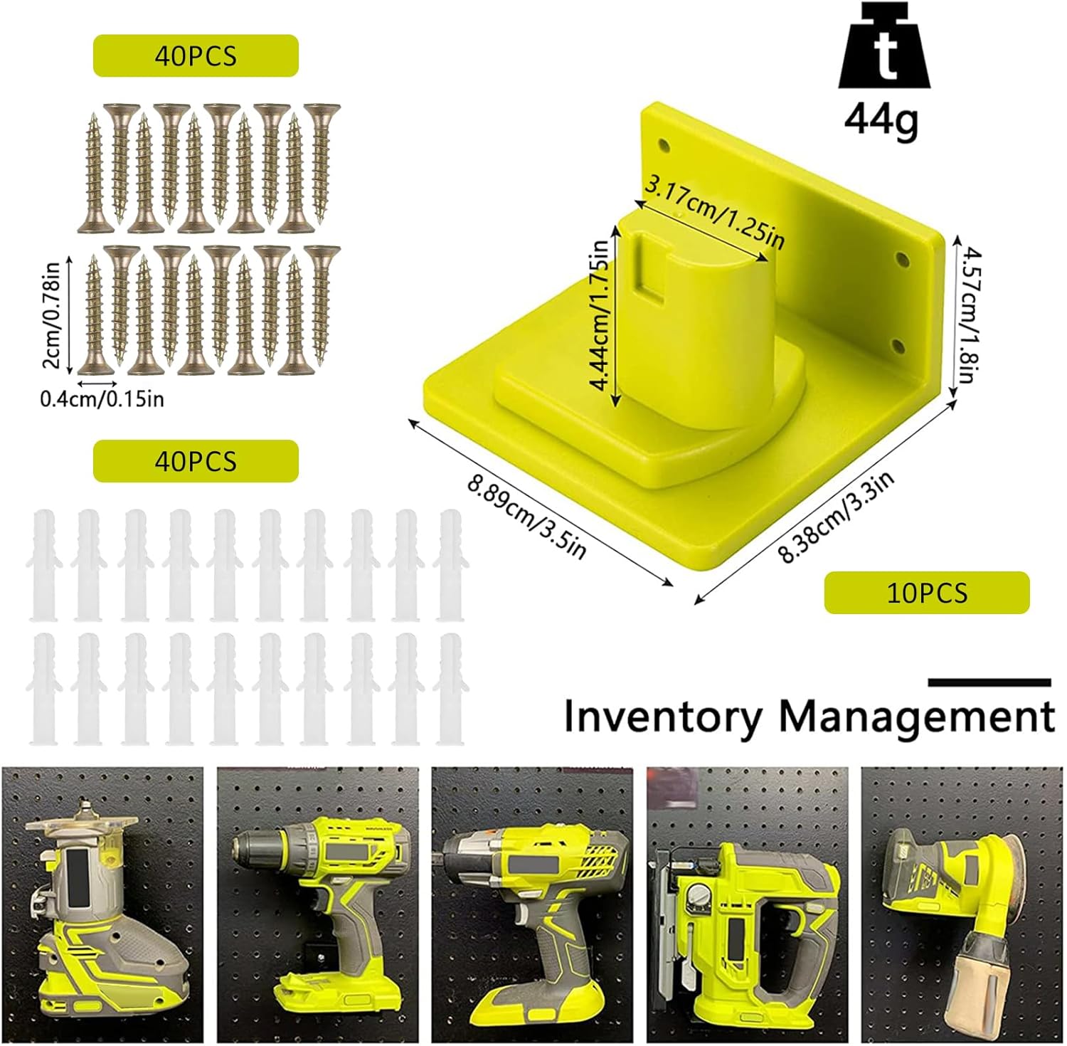 10 Pack Tool Holder Compatible with Ryobi 18V Power Tool Wall Mount Portable Holder Mount Hanger Storage Organizer with Screws Easy Installation for Workshop Garage