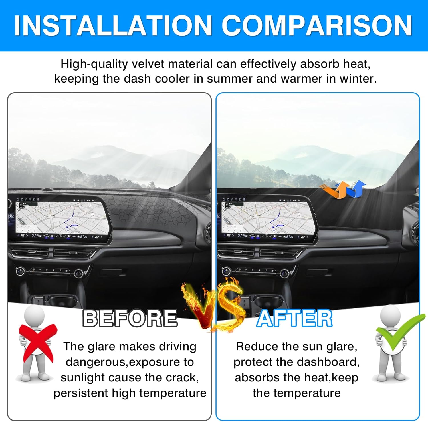 Autorder Dashboard Cover Mat for Chevy Chevrolet Equinox EV 2024 2025 2026 Accessories Dash Cover Upgrade Velvet Dash Mat Sunshade Glare UV Rays Protector