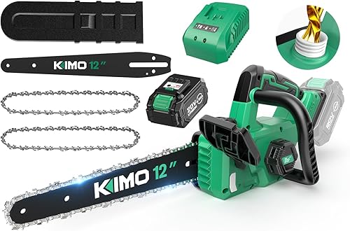 Miniatura 11 de KIMO - Sierras de poste eléctricas 2 en 1 para poda de árboles, mini motosierra de 8 pulgadas inalámbrica, poste de extensión de alcance máximo