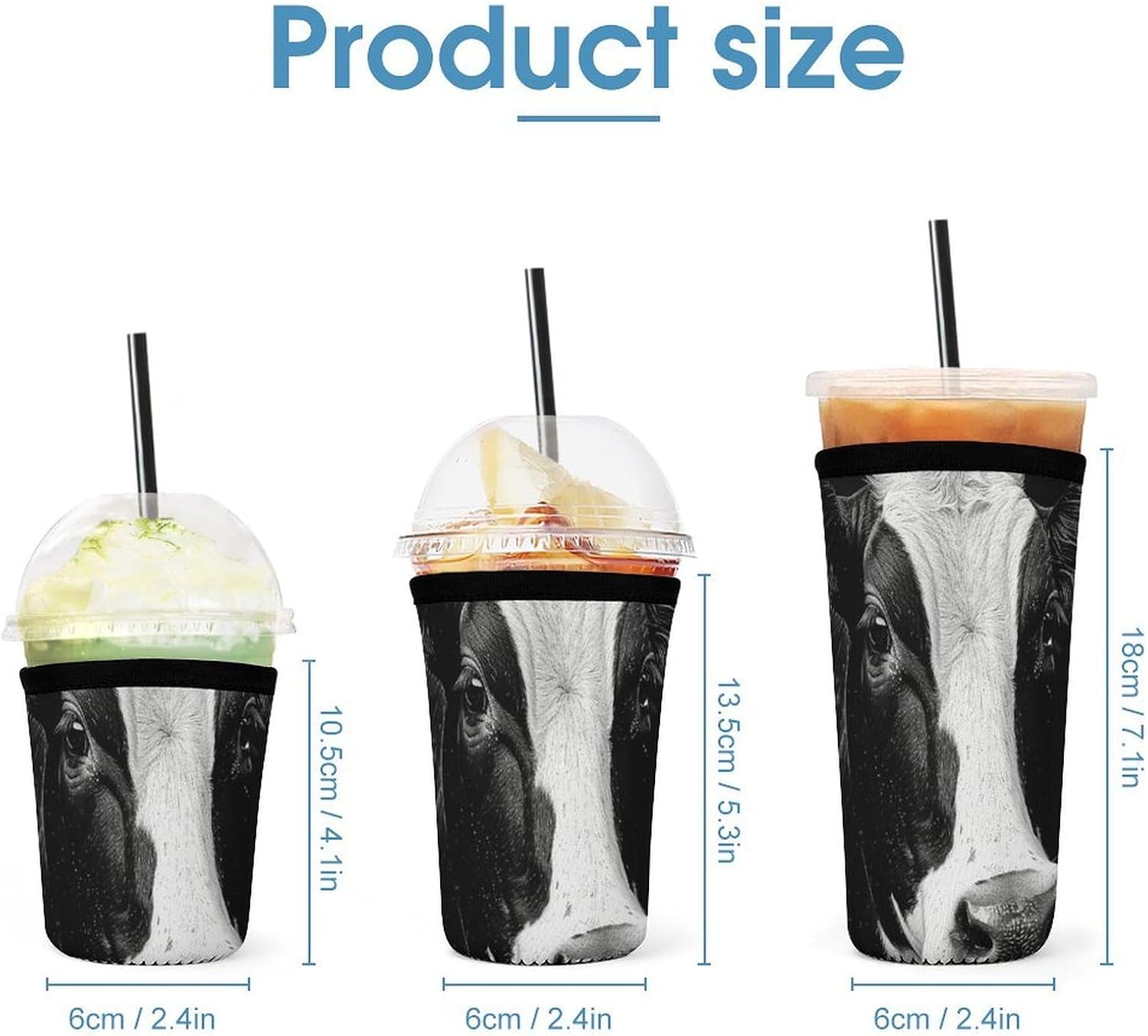 3 Pack Neoprene Cup Sleeves, Stretchy Reusable Drink Cup Cover Universal
