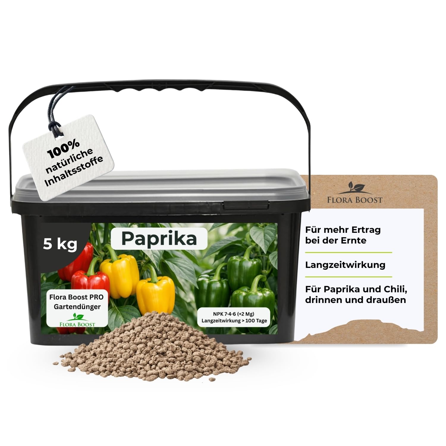 Flora Boost PRO Paprika Dünger 5 kg I NPK 7-4-6 mit Magnesium für Paprika & Chili I Gemüsedünger für kräftiges Wachstum, starke Blütenbildung & hohe Erträge