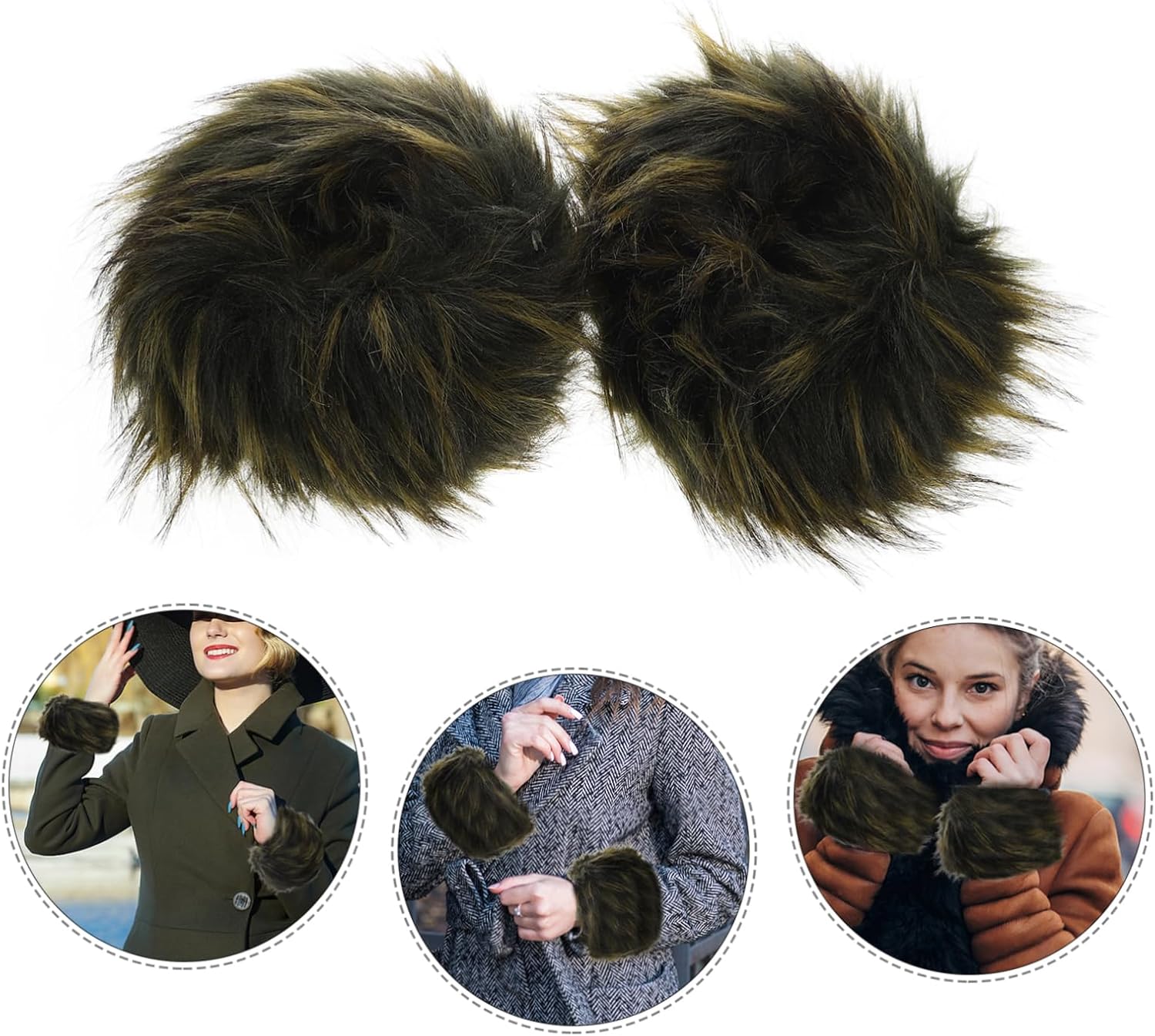Holibanna 1Pair Faux Fur Thermal Arm Sleeves for Women Versatile Fingerless Gloves Cuff Warmers Stylish Wristbands for Everyday Wear Parties and Dates