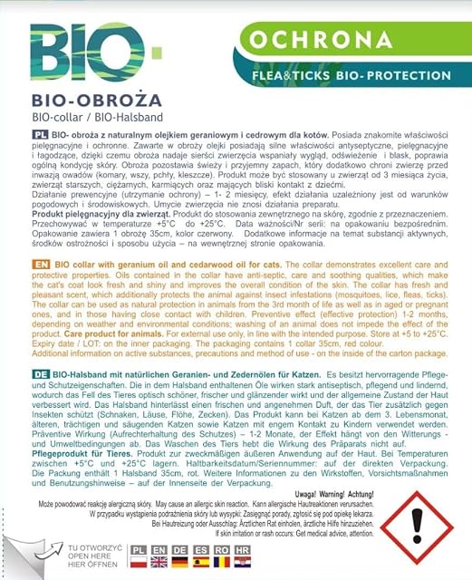 Foto 2 de 4 de PESS Garrapatas y pulgas orgánicos para Gatos con Aceite Natural de Geranio y Cedro, 35 cm